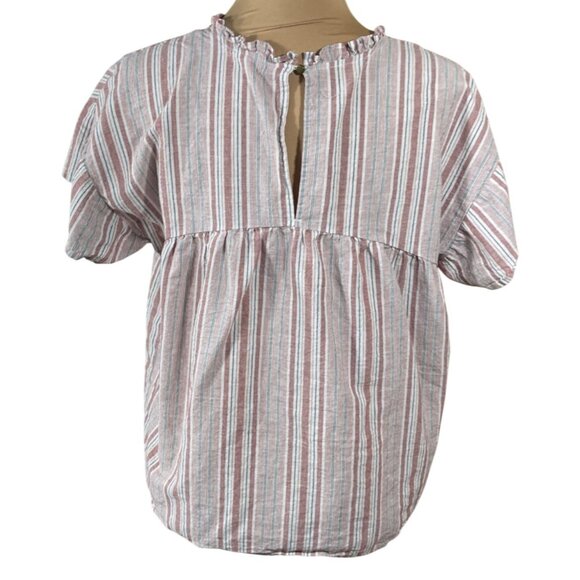 Eyeshadow Cotton Babydoll Top Shirt Pink Grey Stripe Size XL Extra Large - Picture 3 of 7